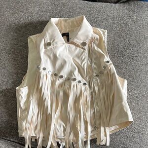 Forever 21 White Fringe Jacket